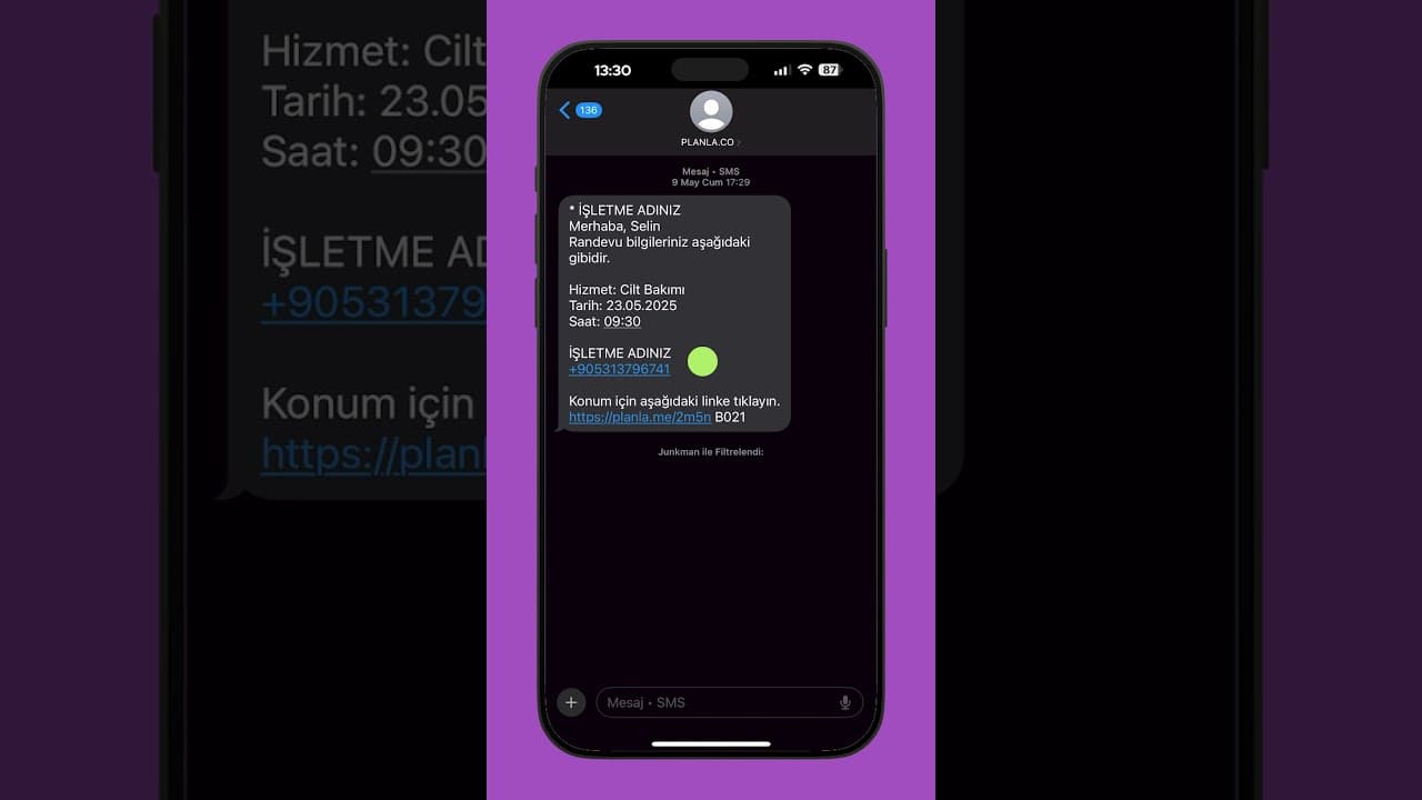 Randevu Hatırlatıcı Mesaj Nasıl Görünür?